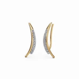 Pendientes de Diamantes Seraphina en Oro Amarillo de 18K, Corte Redondo, 20 Piezas de Diamantes en Venta - Product Image 2
