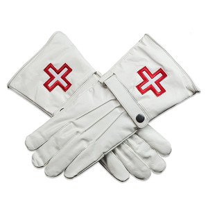 Guantes Masónicos de Algodón Blanco con Símbolo de Compás Cuadrado Bordado en Oro, Largos hasta el Codo, Duraderos, Estilo a Cuadros, Transpirables para Exteriores - Product Image 5