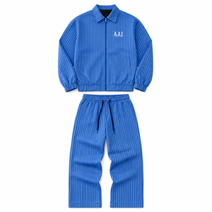 Conjunto de Chaqueta Cortavientos a Rayas Extra Grande Personalizada, Sudadera Ligera con Cremallera, Chándal de Corte Holgado, Fabricante OEM ODM, Impermeable - Product Image 1
