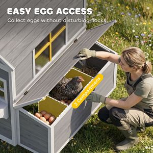 Pollaio in Legno Impermeabile per 2-4 Galline, Gabbia Esterna per Polli con Nidi e Casetta Gioco, 2 Finestre - Product Image 6