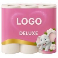 Bobine de papier toilette en gros en pâte de bois vierge avec logo délicat pour les magasins de détail
