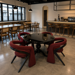 Ensemble de table à manger ronde de luxe moderne avec chaises d'appoint rembourrées pour restaurant, café, hôtel, appartement, mobilier de salle à manger - Product Image 3