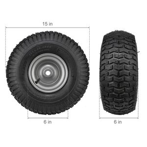 Lot de 2 pneus pneumatiques pour tondeuse à gazon 15x6-6 pouces avec moyeux centralisés de 3 pouces pour tracteurs agricoles et tracteurs de pelouse - Product Image 5