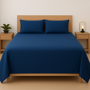 Sábana de Bambú de Calidad Premium para Exportación en Azul Oxford, 300 Hilos, Tela Suave y Duradera para una Ropa de Cama Elegante y Confortable - Product Image 2