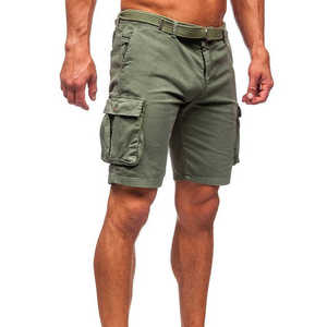 Men's Custom Logo Elastic Waist 100% Cotton Solid <b>Cargo</b> <b>Shorts</b> Breathable <b>Lightweight</b> Eco-Friendly Quick Dry Outdoor - Product Image 4