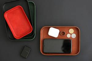 Utility Genuine Leather Tray Snap <b>Corner</b> Travel Valet Storage <b>Basket</b> Custom Logo Real Cowhide Leather Tray GLTY-0029 - Product Image 6