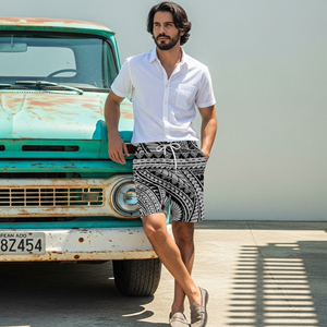 Traje de Baño para Hombre, Color Negro Grisáceo, Transpirable, de Secado Rápido, Cintura Elástica, Poliéster/Algodón, con Bolsillos - Product Image 6