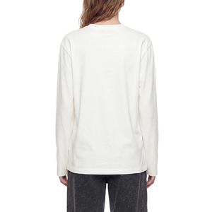 Camiseta Blanca de Manga Larga para Mujer, Cuello Redondo, Algodón Liso, Básica, Casual, al por Mayor - Product Image 5