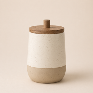 Ensemble de pots en céramique de qualité supérieure avec couvercle en bois, finition mouchetée, bocaux de rangement hermétiques, collection d'organisateurs de comptoir de cuisine modernes - Product Image 1