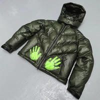 Veste matelassée vintage d'hiver respirante et imperméable à capuche coupe-vent à changement de couleur avec impression d'encre thermochromique personnalisée pour streetwear, taille plus