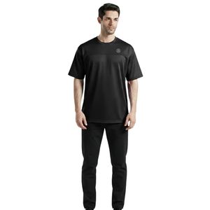 เสื้อยืดโอเวอร์ไซส์สีดำสำหรับผู้ชาย ไซส์ 26 ผ้าฝ้ายพรีเมียม ระบายอากาศได้ดี นุ่ม สวมใส่สบาย ทรงหลวม เหมาะสำหรับออกกำลังกาย ฟิตเนส ลำลอง สตรีทแวร์ รับผลิตแบบ OEM ODM - Product Image 1