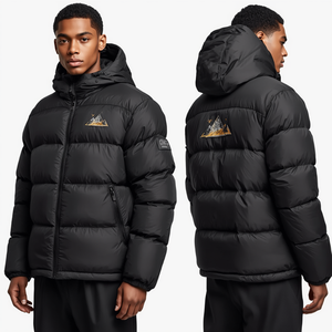 Premium Men's Oversized Box Quilted Puffer Jacket with Heavy Insulated Construction Embroidered Outdoor Fashion Design - Product Image 5