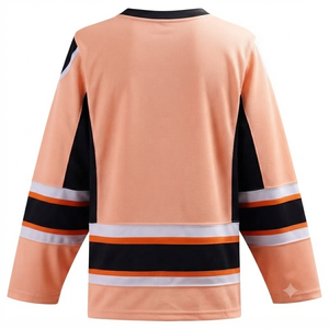 Maillot de hockey sur glace blanc personnalisé par sublimation, bandes rouges et grises, tissu en maille respirant professionnel, anti-UV, vente en gros pour équipes - Product Image 2