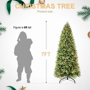 Árbol de Navidad Artificial Preiluminado de 2.1 m con 400 Luces, Fácil Montaje, Diseño de Bisagras, Ramas Mixtas de PE y PVC - Product Image 2