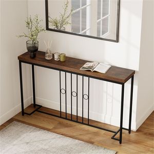 Consolle industriale stretta da 55 pollici con piano in legno rustico, capacità 175 libbre - Categoria prodotto: Consolle - Product Image 5