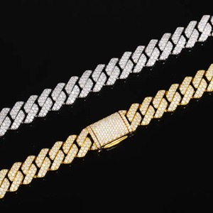 Export Quality 925 Silver Moissanite Cuban Link Chain Iced Out Hip Hop <b>Necklace</b> <b>for</b> <b>Men</b> Women Premium Available At Reasonable - Product Image 2
