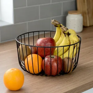 Black Metal Wire Fruit <b>Basket</b> Bowl Decorative Kitchen Countertop Storage Stand for Fruits Vegetables Snacks Home Dining <b>Table</b> - Product Image 2