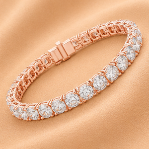 Pulsera de tenis con diamantes de corte redondo en oro blanco, oro rosa, oro amarillo, joyería nupcial, cadena ajustable, regalo - Product Image 4