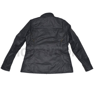 Motorcycle Inspired Leather Look Jacket with Stand Collar and Front Logo Lightweight Windproof <b>Covered</b> <b>Button</b> Closure for Men - Product Image 5