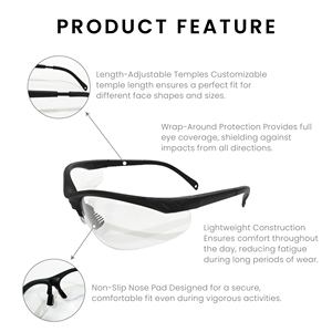 SA1911 <b>Adjustable</b> Half-Frame Safety <b>Glasses</b> with Anti-Fog & Anti-Scratch Lenses - Product Image 4