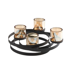 Ensemble de 2 bougeoirs en fer doré poli en spirale, modernes, pour la décoration, centre de table intérieur, éclairage de chambre, idéal pour offrir - Product Image 2