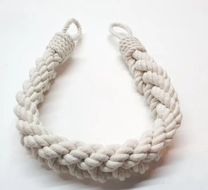 Handmade Braided Cotton Rope <b>Curtain</b> Tieback – Nautical Coastal Accessory - Product Image 3