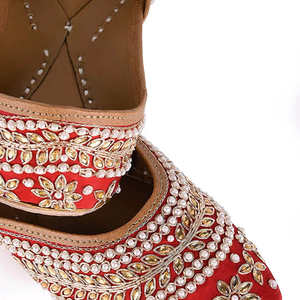Calzado Étnico Hecho a Mano, Khussa Punjabi Pakistaní, Khussa Tradicional para Novias con Trabajos de Espejo, para Chicas - Product Image 6