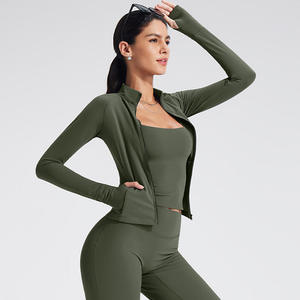 Ensemble de yoga 2 pièces vert olive, coupe évasée longue, taille haute, dos nageur, séchage rapide, sans couture, extensible, couleur unie, tricoté - Product Image 2