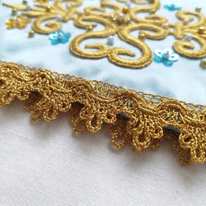 Custom Baby Blue Embroidered Traditional Dress Handmade Kids Ethnic Costume With Gold Applique - Product Image 4