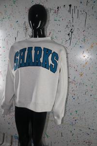 Sweat-shirt à col montant SHARKS WHITE 100% coton avec broderie appliquée, col large, URBAN PRODUCTIONS - Product Image 4