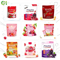 Poudre de Collagène Gluta 300000mg Fraise Vitamine C Éclaircissant Raffermissant pour la Peau Boisson en Poudre au Collagène