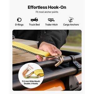Heavy Duty 2 X 30 ft Ratchet <b>Straps</b> Double J Hook 10,000 Lbs Break Strength <b>Moving</b> Trailers Motorcycles Car Roof 10-Pack - Product Image 5