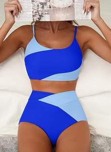 Conjunto de Bikini de 2 Piezas para Mujer, Cintura Alta, Bloques de Color, Traje de Baño Popular 2026, el Mejor Traje de Baño para la Playa de Verano - Product Image 5