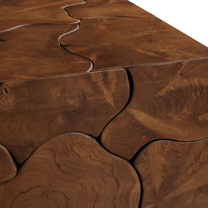Mesa de Centro de Lujo de Madera de Teca Sólida, Hecha a Mano, de Madera Orgánica, Estilo Rústico Moderno para Sala de Estar - Product Image 5