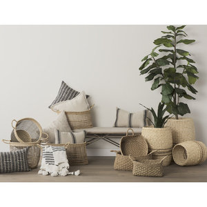 Panier décoratif en jonc de mer rustique fait main pour le stockage - Product Image 4