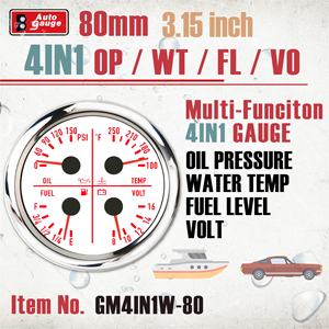 Nouveau pour 80 mm, 7 couleurs, analogique, électrique, 4 en 1, jauge de niveau de carburant, température de l'eau, voltmètre, 12 V, 24 V, IP67, étanche, voiture, marine - Product Image 3