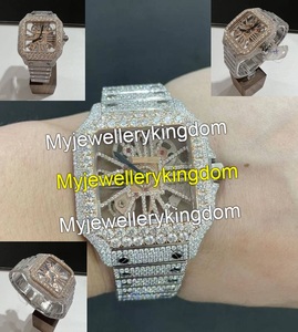 High End Luxury Men's <b>Watch</b> Square <b>Case</b> Stainless Steel & Moissanite Band VVS Moissanite Dial 10 Bar Water Resistant - Product Image 3