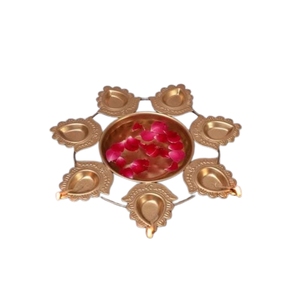 Wholesale Lotus Shaped Metal T-Light Candle Holder <b>Set</b> Of 2 Indian Diwali Decoration Items Wedding Centerpiece Tealight Holder - Product Image 2
