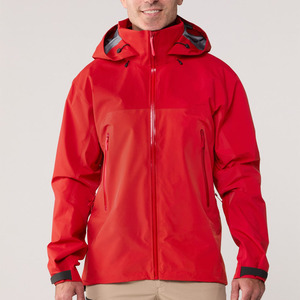 Men's <b>Red</b> Hooded <b>Waterproof</b> PU <b>Jacket</b> Solid Color Zipper Closure Sporty Winter Outerwear - Product Image 2