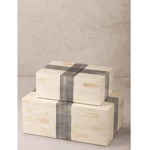 High Quality Modern Rectangle Bone Inlay Jewelry <b>Box</b> Handmade Luxury Accessory Case with Square Pattern <b>Storage</b> Organizer - Product Image 1