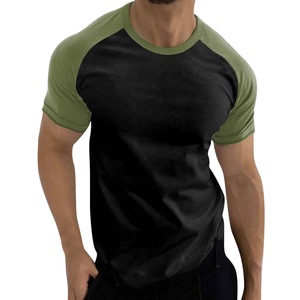 T-shirt blanc à col rond et manches courtes pour homme, coupe classique, décontracté, en coton tricoté respirant, couleur unie, color block, 220g - Product Image 5