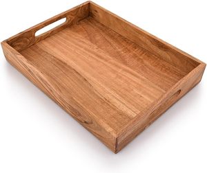 Bandeja de Almacenamiento Rectangular de Madera con Acabado Pulido, Diseño Moderno y Lujoso, de un Solo Nivel, Apta para Lavavajillas, Reutilizable para Múltiples Habitaciones, Organizador - Product Image 2