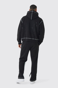 Ensemble survêtement molletonné écoresponsable pour homme 2026 : Hoodie oversize effet délavé et pantalon large, style streetwear personnalisé, OEM ODM Hiver - Product Image 2