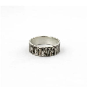 Handmade Sterling <b>Silver</b> Bark Texture <b>Ring</b> Rustic Wide Band Minimalist Boho <b>Statement</b> Jewelry <b>Ring</b> for Women - Product Image 6