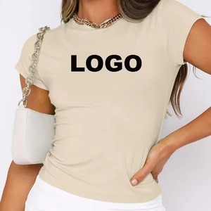100% Cotton Casual Solid Women <b>Crop</b> <b>Top</b> T-Shirts Summer Eco-Friendly Breathable Anti-Pilling - Product Image 3