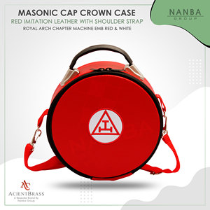 Estuche para Gorra/Sombrero de Capítulo del Arco Real Masónico, Bordado en Rojo con Triple Tau y Cierre de Cremallera, Ligero - Product Image 4