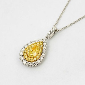 Collar con Colgante de Diamante Amarillo Cultivado en Laboratorio de 1.39 ct en Forma de Pera, Oro Blanco de 14K, Elegante Joya Solitaria, Regalo para Mujer - Product Image 1