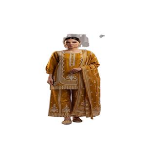 Shalwar Kameez de algodón bordado, muy vendido, para mujer, ropa de verano, conjunto de 3 piezas, listo para usar, talla grande. - Product Image 1