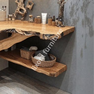 Luxury Handcrafted Rustic Live Edge Solid Wood <b>Bathroom</b> <b>Vanity</b> Artistic Branch Base Natural Console - Product Image 6