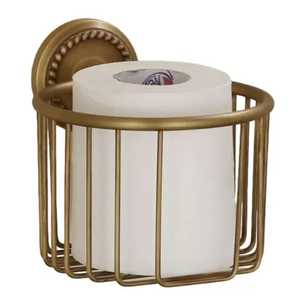 Luxury Gold Wire Basket Toilet Paper Holder Wall Mounted Round Brass Vertical Tissue <b>Roll</b> Storage <b>Rack</b> - Product Image 1